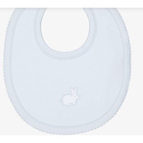 Kissy Kissy - Pale Blue Pima Cotton Pique Twin Bunnies Bib | Childrensalon