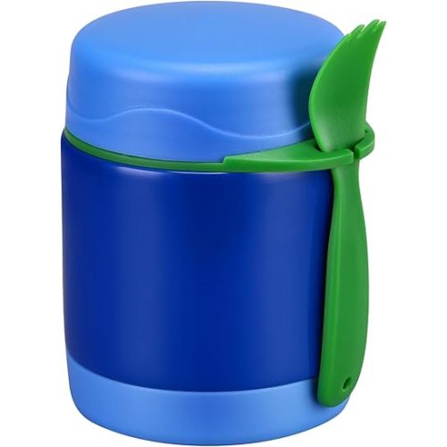 10oz Soup Thermo for Hot Food Kids Insulated Food Jar,Thermo Hot Food Lunch Container, Width Mouth Stainless Steel Lunch Box for Kids with Spoon (Blue)