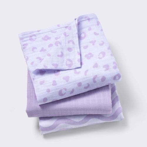 Muslin Swaddle Baby Blanket - Leopard - 3pk - Cloud Island™