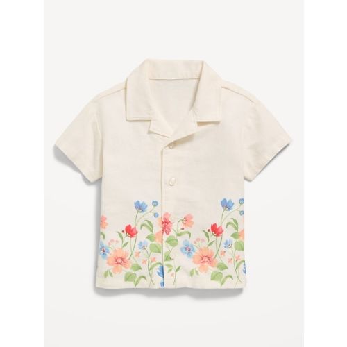 Printed Short-Sleeve Linen-Blend Shirt for Baby