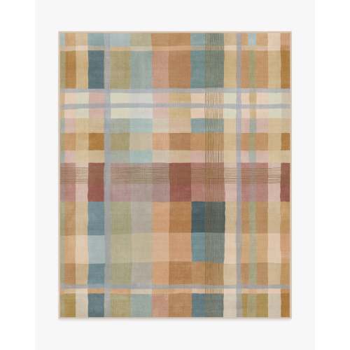 Margot Plaid Ochre Multicolor Flatwoven Rug | Ruggable US