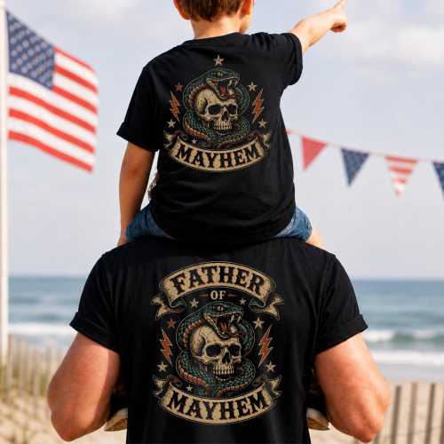Comfort Colors® Father Of Mayhem TShirt Dad Matching Kids Cool Dad Gift Dad of Girl Father Son Father Daughter Expectant Father Edgy Dad Tee