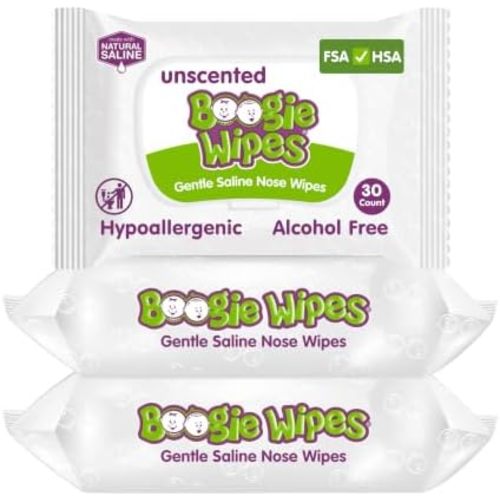 Boogie Wipes - Saline Nose Wipes Unscented - 90 Count