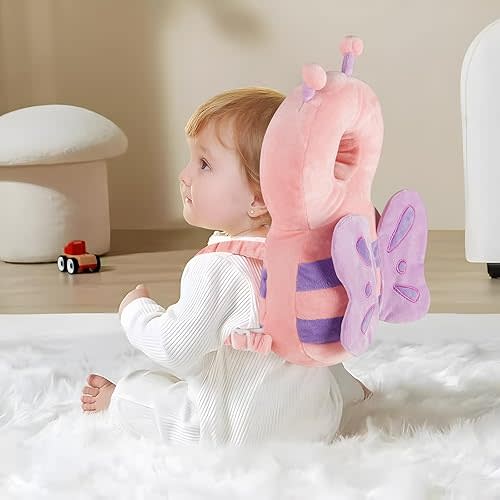 PandaEar Baby Head Protection Backpack, Toddler Walking Head Protector, Adjustable Head Protector Pad Safety Cushion (Pink)