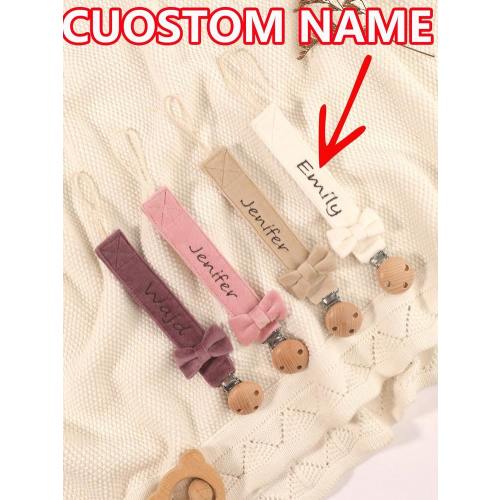 2pcs Personalized Baby Pacifier Clips, Cute Polka Dot Print, Customizable Design, Unisex For Baby Boys And Girls, Universal Pacifier Holder, Suitable For Halloween, Christening, Thanksgiving, Christmas Gifts, Baby Shower, Home Decor | SHEIN USA
