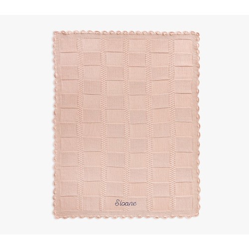 Personalized Pink Cotton Knit Patchwork Organic Baby Blanket