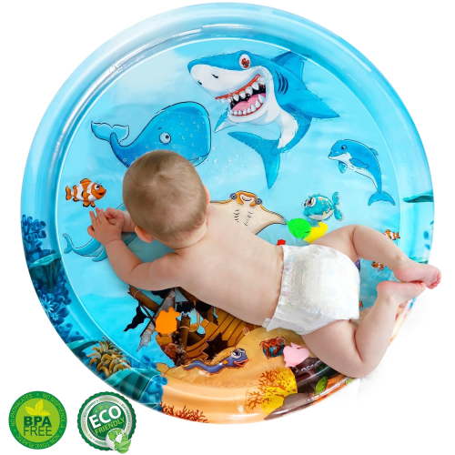 "BUSATIA Tummy Time Baby Exercise Activity Gym, PVC Sensory Underwater Toy Mat, 40""x40"" for Babies 0-6 Months"