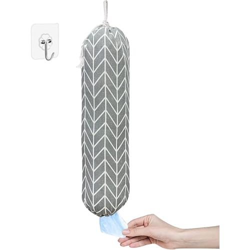 Bag Holder, Washable Shopping Bags Carrier, Storage Dispenser, Large, Gray, 22x9"