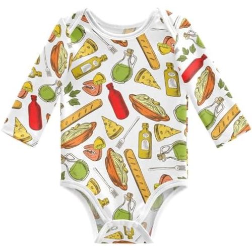 vvfelixl Baby Bodysuits Cute Baby Crocodiles Long Sleeve Cotton Baby Clothes for Boys Girls 0-3M