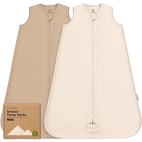 2-Pack Baby Sleep Sacks, Zipper Wearable Blanket - 100% Organic Cotton 0.5TOG, Soft Lightweight Toddler Sleeping Sack 6-12 months, Easy to Wear Newborn Transition Swaddles Sleepsack (Ecru, M)