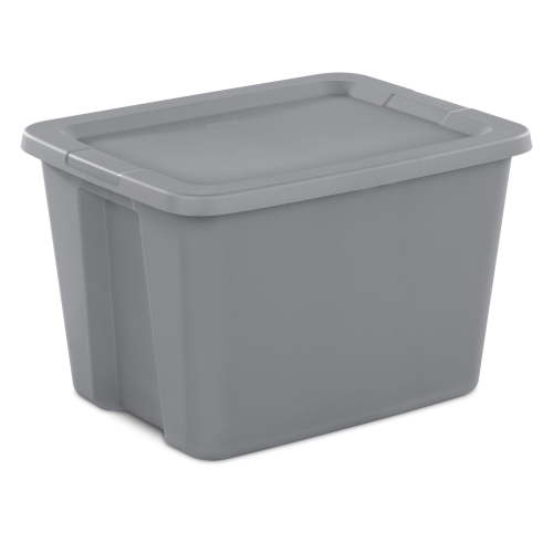 Sterilite Large Storage Bin, 18 Gallon Plastic Storage Container with Snap-On Lid, Gray