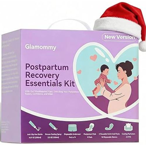 Postpartum Recovery Essentials Kit for Women, Labor & Delivery Postpartum Care, Peri Bottle, Cooling Spray, Disposable Postpartum Underwears, Postpartum Pads, Hot&Cold Packs, Soothing Liners
