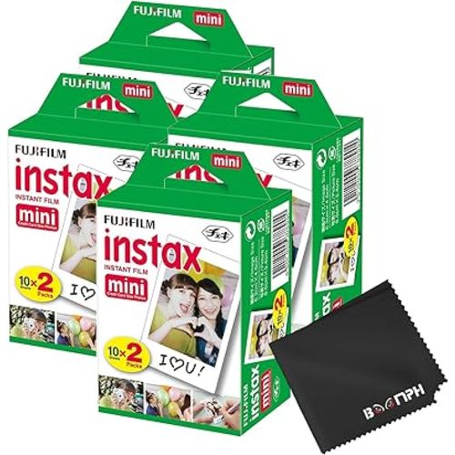 Fujifilm Instax Mini Instant Camera Film: 80 Shoots Total, (10 Sheets x 8) - Capture Memories Anytime, Anywhere - Boomph's Comprehensive Ultimate Performance Cloth Solution for Perfect Picture Quality