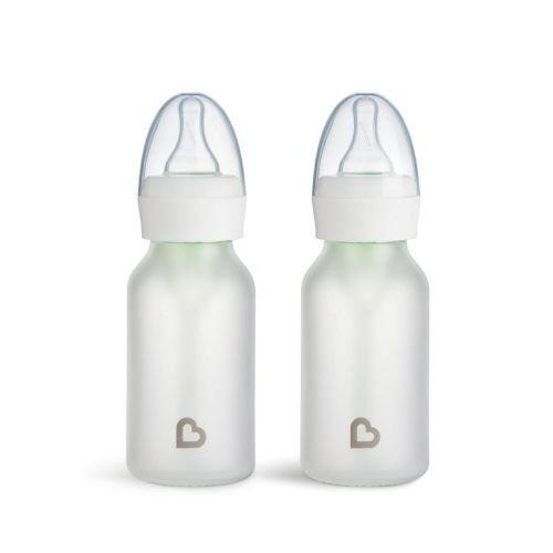 Munchkin Bond Silicone Coated Glass Baby Bottles - White - 4 fl oz/2pk: BPA-Free, Level 1 Slow Flow, 0.73 lb