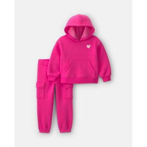 Baby Girl Heart Fleece Hoodie & Pant Set - Pink | Carter's