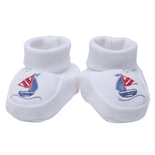 Baby Booties, Combed Cotton, Embroidered