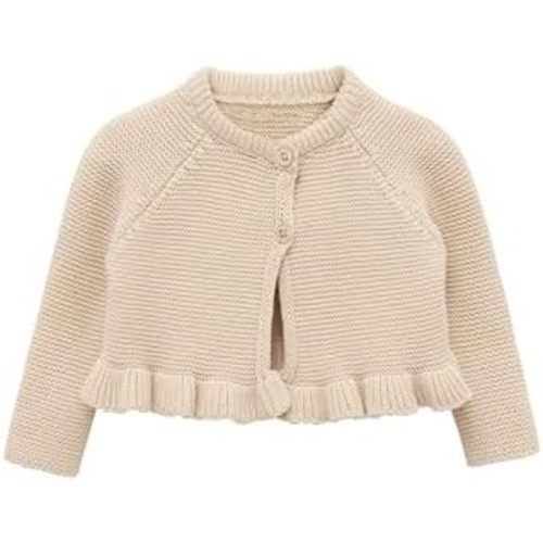 Lilax Baby Girls' Knit Long Sleeve Ruffled Cardigan, Button Closure Bolero Shrug