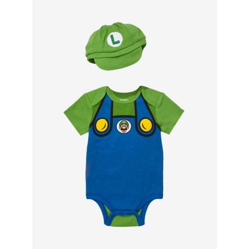 Nintendo Super Mario Bros. Luigi Outfit Infant One-Piece and Hat Set