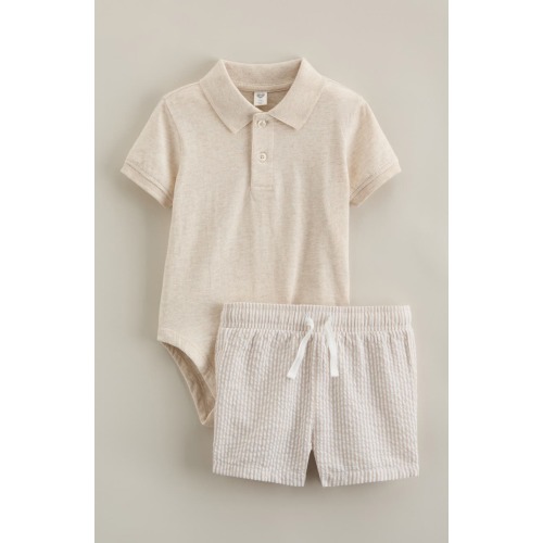 Cotton Polo Bodysuit & Shorts Set