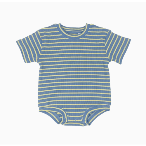 Blue Striped Organic Cotton Romper | Botanic and Luxe