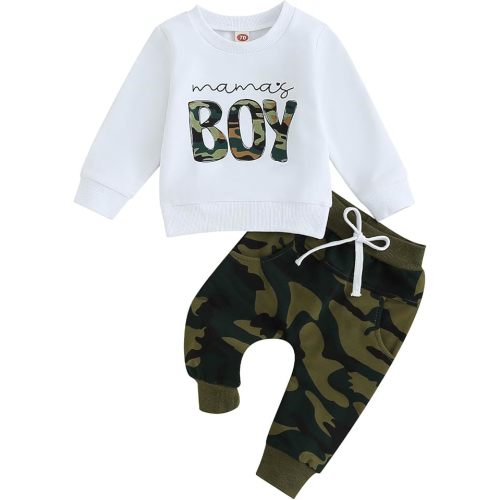 Kupretty Toddler Baby Boy Fall Winter Clothes Letter Graphic Long Sleeve Sweatshirt Pullover Tops + Joggers Pants Outfit Set