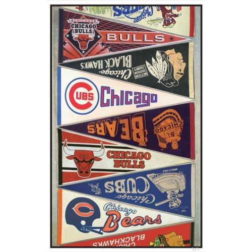 Vintage Chicago sports pennant collage print 11 by 17, 15 by 24