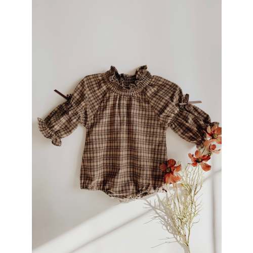 Ayana Ruffle Romper Brown | 3-6M