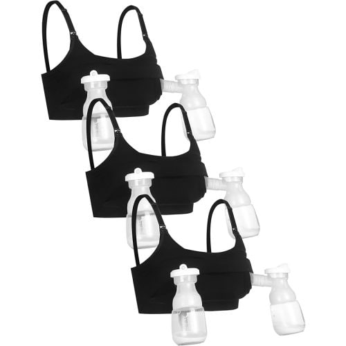 GXXGE 3Pack Hands Free Pumping Bra, Adjustable Pumping & Nursing Bra with EasyClip for All Breast Pumps Cotton Sleep Bra