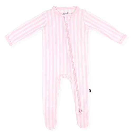 SIZE 0-3M | Zippered Footie in Small Sakura Stripe