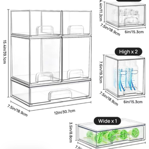 Vtopmart 5/8 Pack Stackable Nursery Bottle Station, Clear Plastic Organizer Bins for Beauty Supplies Vanity Bathroom Cabinet Pantry, Multi-Size Flexible Design, BPA-Free Safe, Multifunctional, Water Proof, DealsForYouDays (Mid Year Sale Restock), DFYD - T