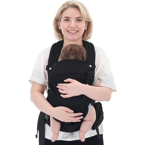 Baby Carrier Newborn to Toddler - Ergonomic Breathable Soft Structured Carrier with Breathable Mesh Lightweight Baby Holder with Lumbar Support Hands-Free Babywearing for Plus Size Parents Black