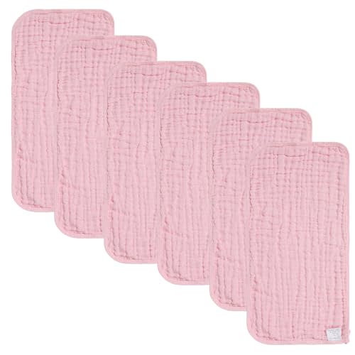 Baby Burp Cloths Muslin Washcloths 6Pack - Muslin Burp Cloths Large 20''x10'' Extra Soft Absorbent Baby Burp Rags for Newborn 100% Cotton for Boys Girls Gift 6 Layers Machine Washable