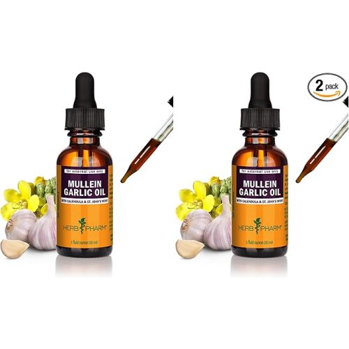 Mullein Garlic Herbal Oil - Prevent Ear Infections - (2 pack) - 1oz