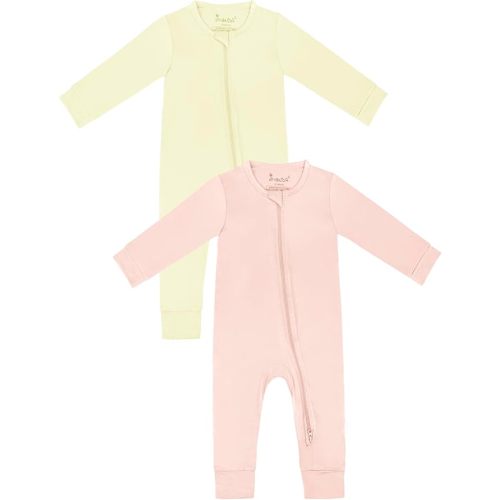 Jimonda Baby Romper Boys Girls Bamboo Pajamas 2-Way Zipper Footless Unisex Long Sleeve Sleepers Sleep and Play 0-24 Months