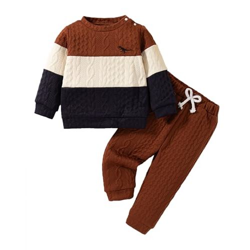 VEGGIEDOT Toddler Baby Boy Clothes Fall Winter 2T 3T 4T Boy Clothes 6 9 12 18 24 Months Boys Pullover Top Pant Outfits