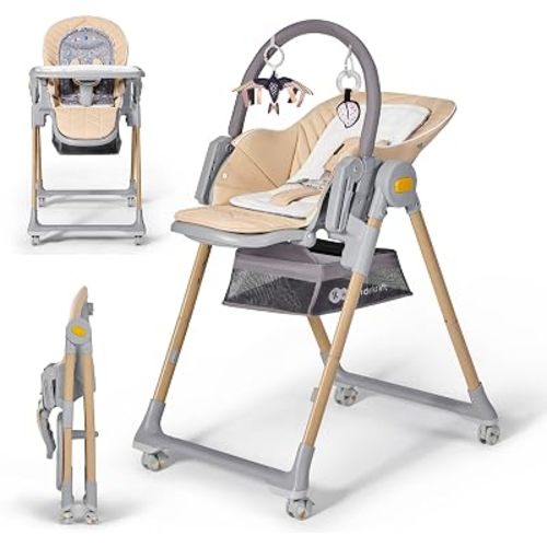 Kinderkraft LASTREE Foldable Baby High Chair, Beige