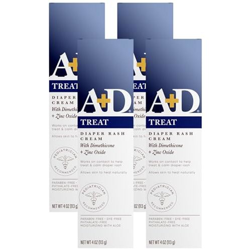 A+D Zinc Oxide Diaper Rash Cream - Soothes & Treats Diaper Rash - Zinc Oxide 10% Dimethicone 1% - Easy Spreading Diaper Rash Cream for Baby - Healing Skin Ointment for Red, Irritated Skin - 4oz
