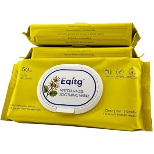 Witch Hazel Cleansing Wipes-3 packs, Flushable Alcohol Free Wet Wipes for Sensitive Skin, Pop-Up Dispenser Pack, Gentle & Soothing, Septic Safe, Daily Body&Personal Care Wipes (150 Count (Pack of 3)