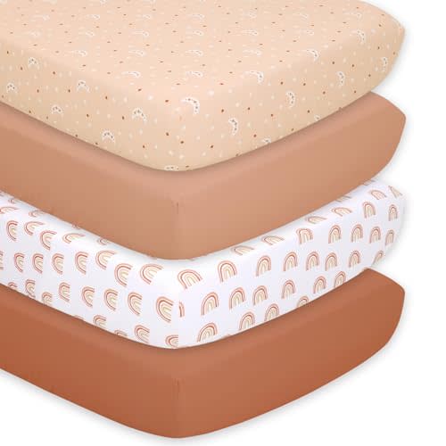The Peanutshell 4-Pack Fitted Crib Sheet Set - Super Soft & Breathable Baby Girl or Boy Crib Sheets, Nursery Decor, Fit for Standard Mattress Cover- Boho