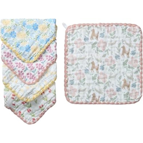 JUVA Baby Washcloths 12x12 Inch 5-Pack Floral Print