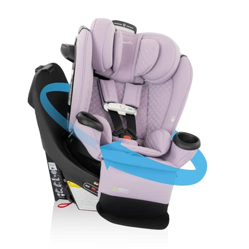 Evenflo Revolve360 Extend All-in-One Rotating Car Seat | with Green & Gentle Fabric, SensorSafe, Rear-Facing, Forward-Facing, Highback Booster Mode, Infant to 12 Years (Agate)