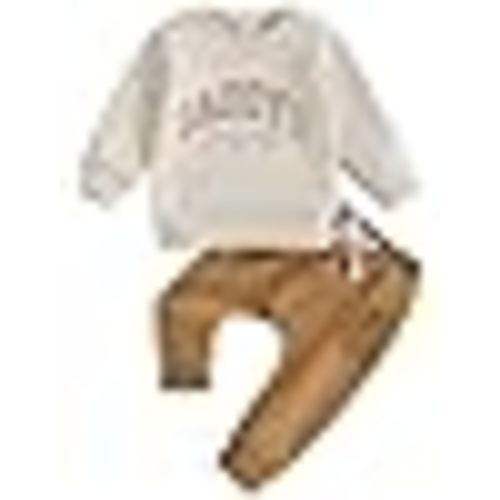 YINGISFITM Toddler Baby Girl Boy Fall Winter Clothes Letter Long Sleeve Shirt Crewneck Swatshirt Top Pocket Pants Outfit Set
