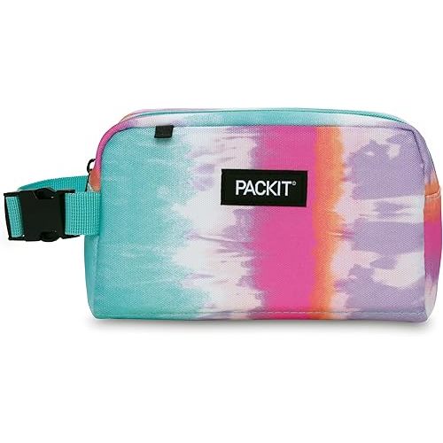 PackIt Freezable Snack Box, Tie Dye Sorbet, Built with ECOFREEZE Technology, Collapsible, Reusable, Zip Closure with Buckle Handle, Great for All Ages and Fresh Snacks on the go