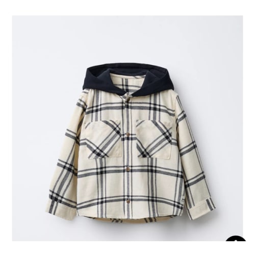 PLAID HOODIE OVERSHIRT - Ecru / Black | ZARA United States