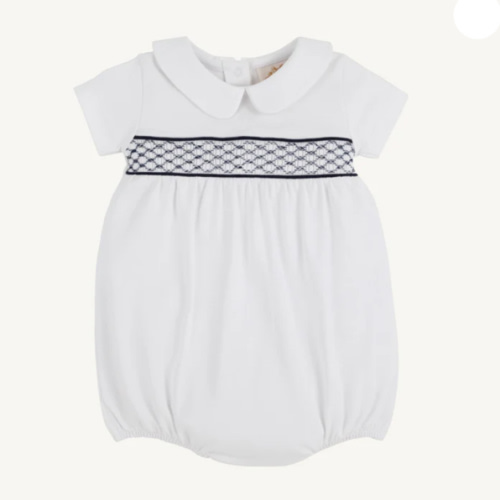 Short Sleeve Banbury Bubble - Worth Avenue White with Nantucket Navy S