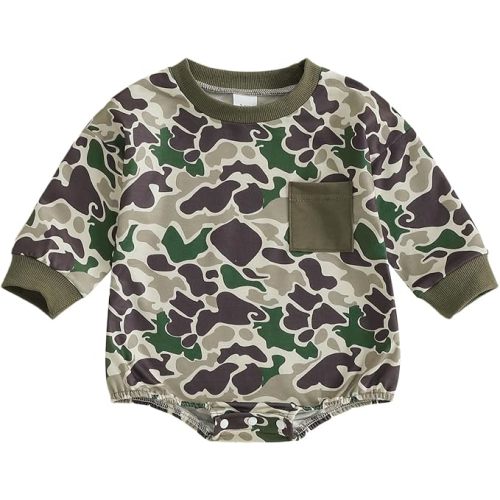 GOOCHEER Newborn Infant Baby Boy Fall Romper Outfit Camouflage Long Sleeve Bodysuit Jumpsuit Clothes