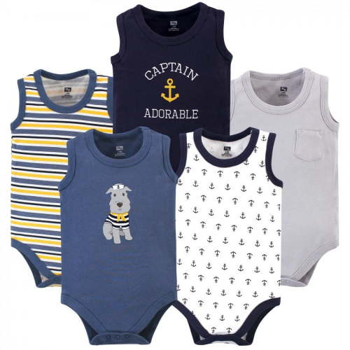 Hudson Baby Infant Boy 5-Pack Sleeveless Cotton Bodysuits