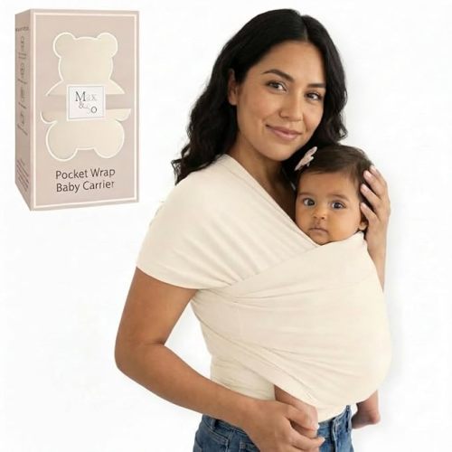 Baby Wraps Carrier Newborn to Toddler – Soft, Hands-Free & Stretchy – Cotton – Ergonomic, Breathable, Machine Washable – Newborn Baby Sling Carrier – Adjustable Fit (8-35 lbs)