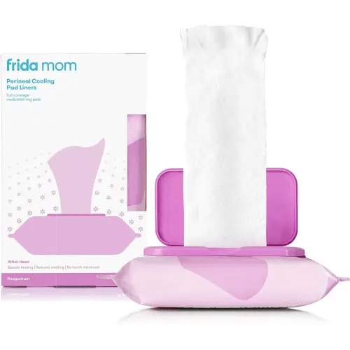 Frida Mom Witch Hazel Perineal Cooling Pad Liners for Postpartum Care, Hospital Bag Essentials for Pain Relief After Birth, Full-Length Medicated Cooling Pad Liners (24ct)