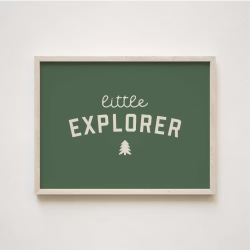 Little Explorer Wall Art Print - Vintage Style Nursery Decor - Earthy / Neutral Colors